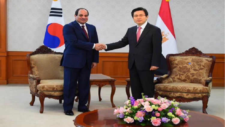 الرئس عبدالفتاح السيسي ورئيس وزراء كوريا الجنوبية